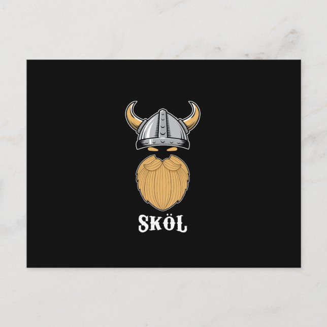 Cool Viking Skol Bearded Men Man Manly Beer Holiday Postcard (Front)