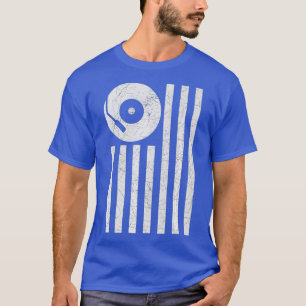 Cool Vintage American Flag Turntable Dj Shirt