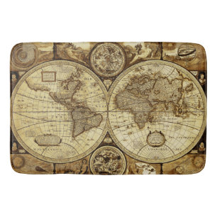 Cool Vintage and antique old world maps Bath Mat