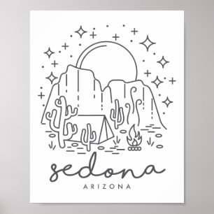 Cool Vintage Cactus Sedona Arizona Camping Souveni Poster