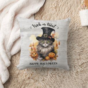 Cool Vintage Cat Rustic Halloween Personalised Cushion