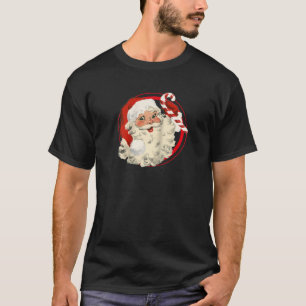 Cool Vintage Christmas Santa Claus smiling with Ca T-Shirt