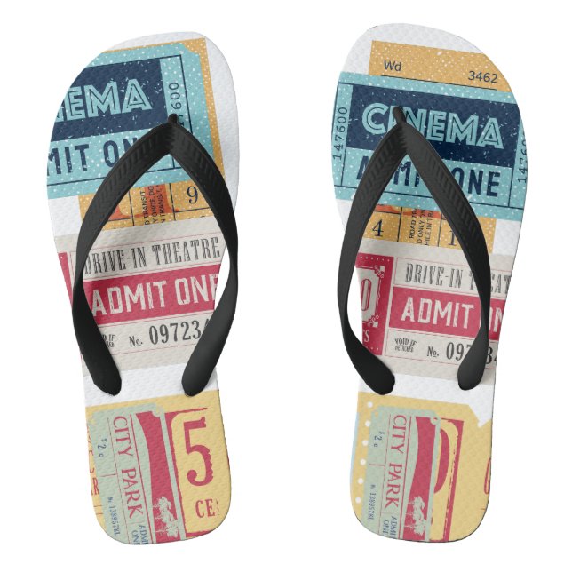 Cool vintage Cinema tickets l Trendy fashion Thongs (Footbed)