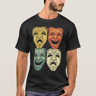 Cool Vintage Colour Theatre Mask Funny Drama Perfo T-Shirt