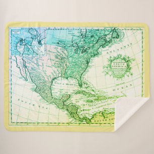 Cool Vintage Geography New World Map Sherpa Blanket