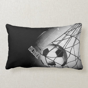 Cool Vintage Grunge Football in Goal Personalised Lumbar Cushion