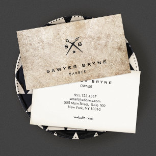 Cool Vintage Hair Stylist Barber Scissors Logo Business Card
