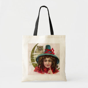 cool vintage Halloween owl witch trick treat Tote Bag