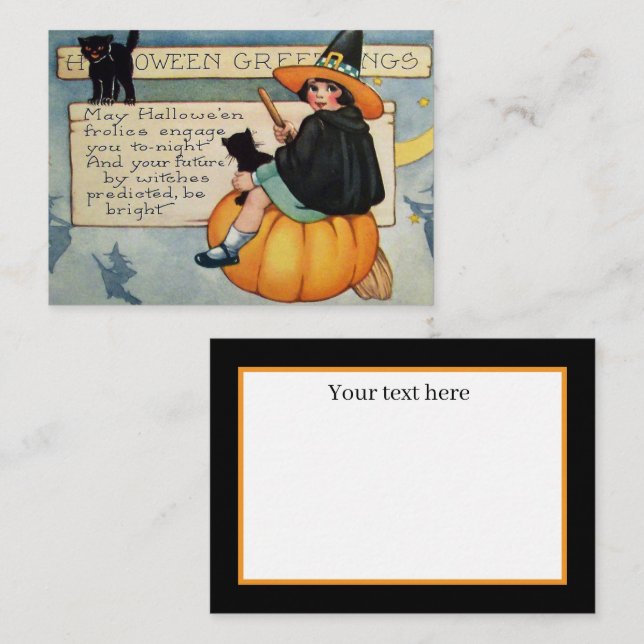 cool vintage Halloween witch Holiday Card (Front/Back)