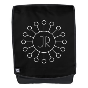 Cool Vintage Logo Style Monogram Black & White Backpack