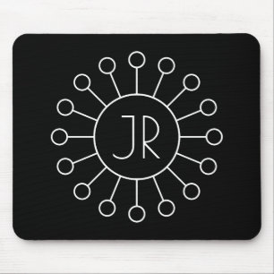 Cool Vintage Logo Style Monogram Black & White Mouse Pad