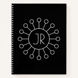 Cool Vintage Logo Style Monogram   Black & White Notebook