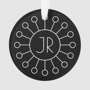 Cool Vintage Logo Style Monogram   Black & White Ornament