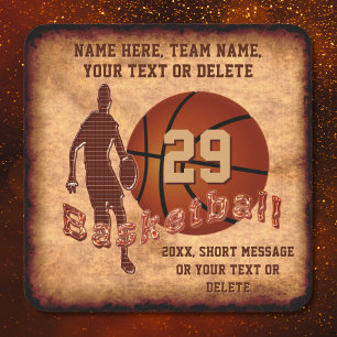 Cool Vintage Look Personalised Basketball Stickers