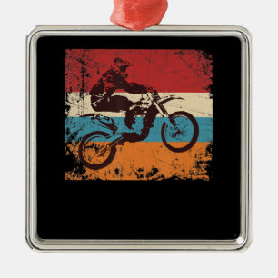Cool Vintage Motocross Gift For Motorbike Lovers Metal Ornament