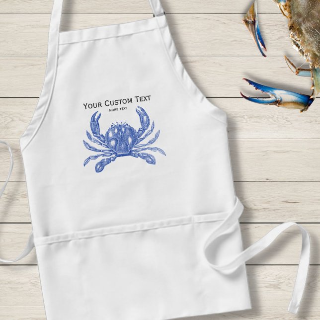 Cool Vintage Nautical Blue Crab Custom Beach Standard Apron (Creator Uploaded)