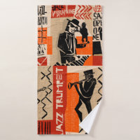 cool vintage of jazz band poster with trumpet play