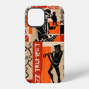 cool vintage of jazz band poster with trumpet play iPhone 12 case