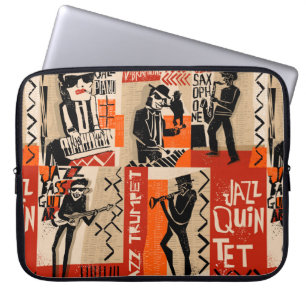 cool vintage of jazz band poster with trumpet play laptop sleeve
