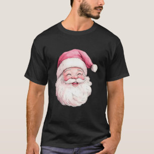 Cool Vintage Pink Santa Claus Face Funny Christmas T-Shirt