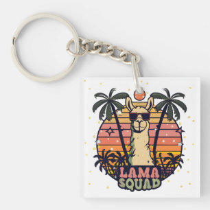 Cool Vintage Retro Llama Squad Key Ring