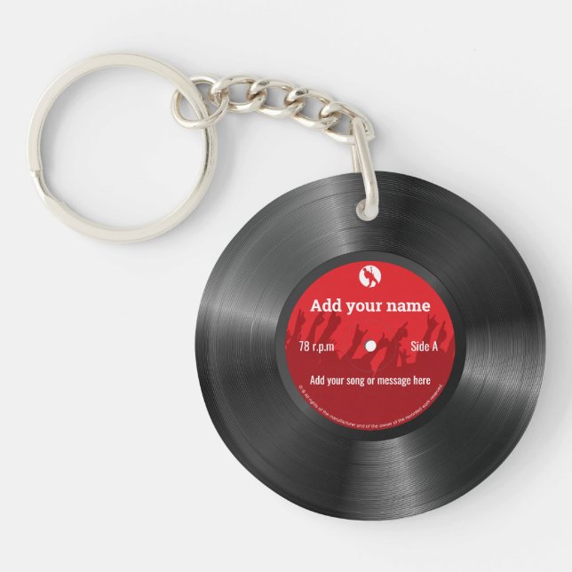 Cool vintage retro vinyl record, Acrylic Keychain (Front)