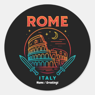 Cool Vintage Roma Italia Colosseum Souvenirs Gift Classic Round Sticker
