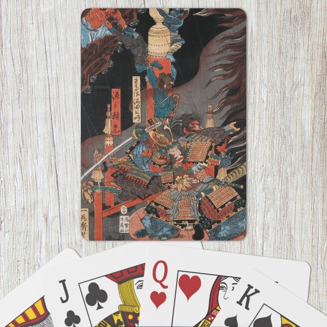 Cool Vintage Samurai Playing Cards (Minamoto no Yorimitsu Playing Cards- Table View)