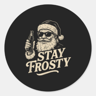 Cool Vintage Santa Clause Stay Frosty Design Classic Round Sticker