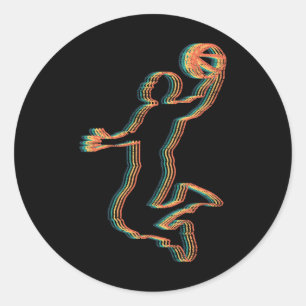 Cool Vintage Sketll Players Slam Dunk Coach Silhou Classic Round Sticker