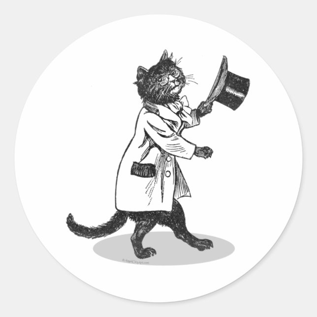 Cool Vintage Top Hat Cat Sticker (Front)