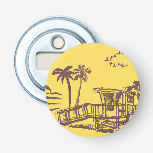 Cool Vintage Yellow Tropical Beach Sketch Bottle Opener