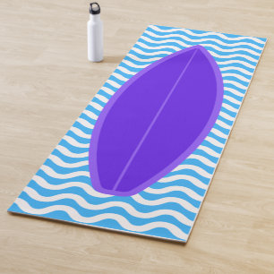 Cool Violet Blue Waves Surfing Yoga Mat