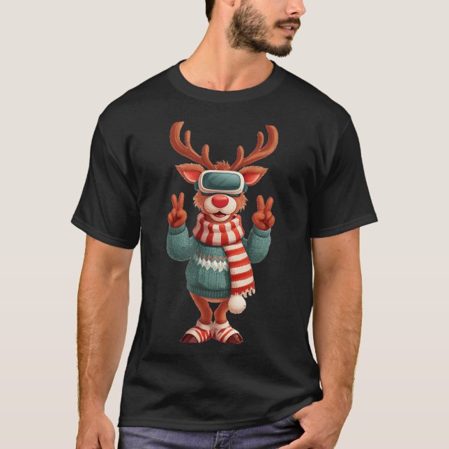 Cool Virtual Reality Reindeer Costume For Adults A T-Shirt (Front)