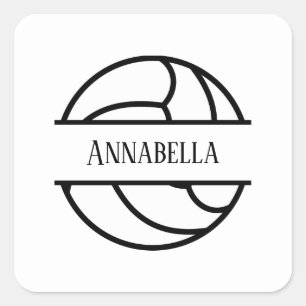cool volleyball add name square sticker