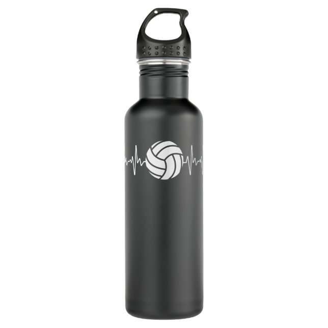 Cool Volleyball Heartbeat Design Men Women Volleyb 710 Ml Water Bottle (Front)