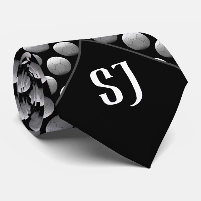 Cool Volleyball Pattern Monogram Tie (Rolled)