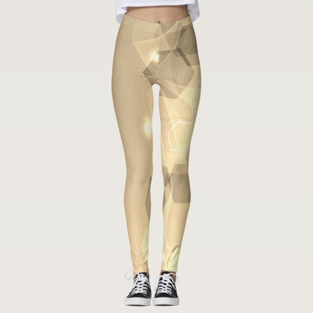 Cool Warm Blue abstract geometric pattern Leggings (Front)