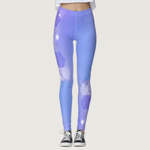 Cool Warm Blue abstract geometric pattern Leggings
