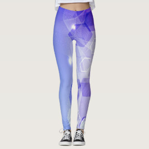 Cool Warm Blue abstract geometric pattern Leggings