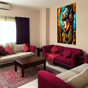 Cool warrior portrait   AI Art  Poster