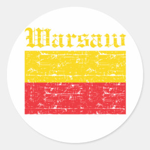 Cool warsaw city flag designs classic round sticker