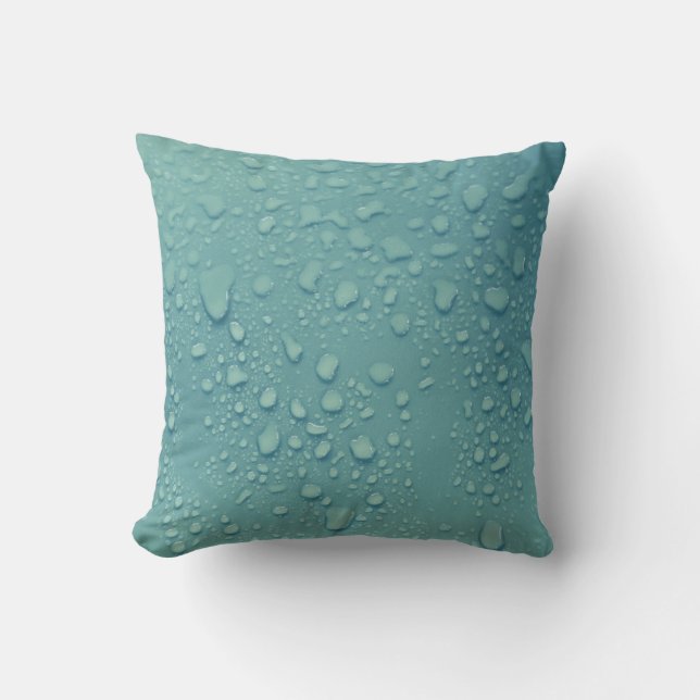 Cool Water Droplets on a Blue Background Cushion (Front)