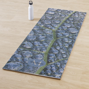 Cool water drops dew texture leaf Monogram Yoga Mat