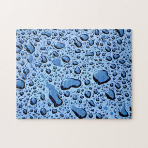 Cool Water Raindrops Natural Pattern Jigsaw Puzzle