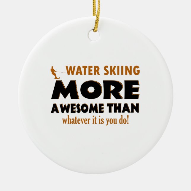 Cool Water Skiing designs Ceramic Ornament (Front)