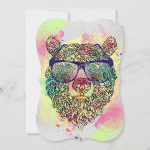 Cool watercolor bear with glasses design