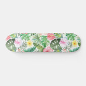 Cool Watercolor Colourful Tropical Floral Pattern Skateboard (Horz)
