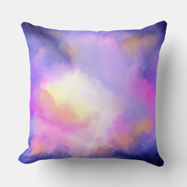 Cool Watercolor Design with Surreal Clouds Cushion (Front)