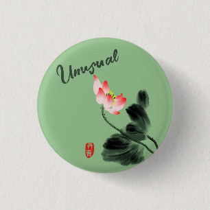 Cool Watercolor Floral Lotus Freehand Drawing 3 Cm Round Badge